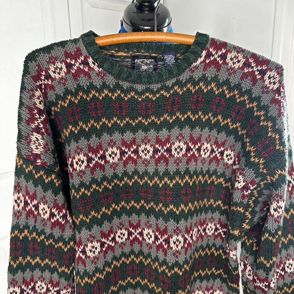 VTG Britches Great Outdoors Men's Fair Isle Cotton Geometric Sweater Size XL - Picture 3 of 6